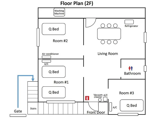 아파트 Near Sinchon & Ewha Univ Station - 3 Bedroom & 4 Qbeds, Max 8, Free Bag Storage